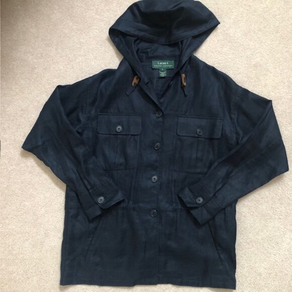 Linen Ralph Lauren Jacket / Shacket, Navy - Size Small - Picture 7 of 8